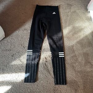 Adidas Black Leggings with White Stripes